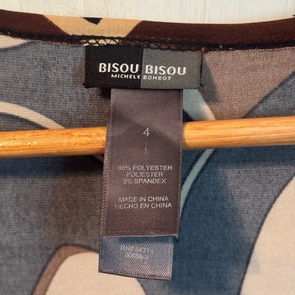 Bisou Bisou Patterned Wrap Dress, Brown/Black/Pink, Size 4 - Picture 5 of 7